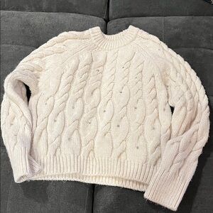 Zara Ivory Cable Knit Sweater